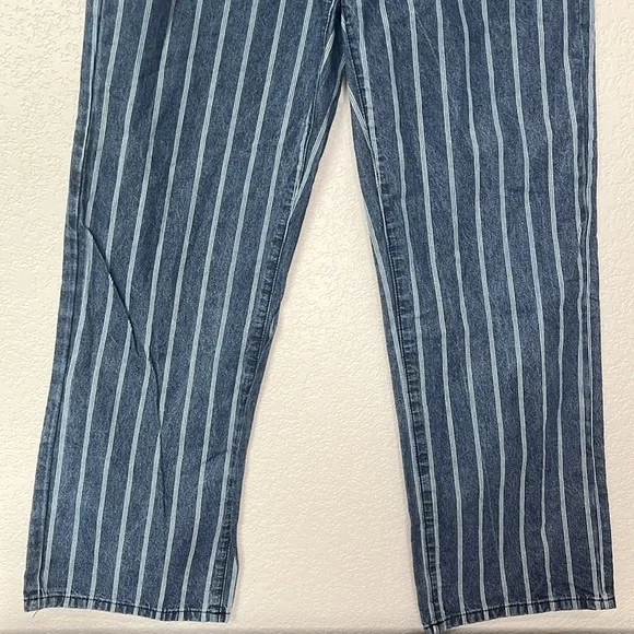 Cider Denim Pants Striped White and Blue size Medium - Picture 3 of 11